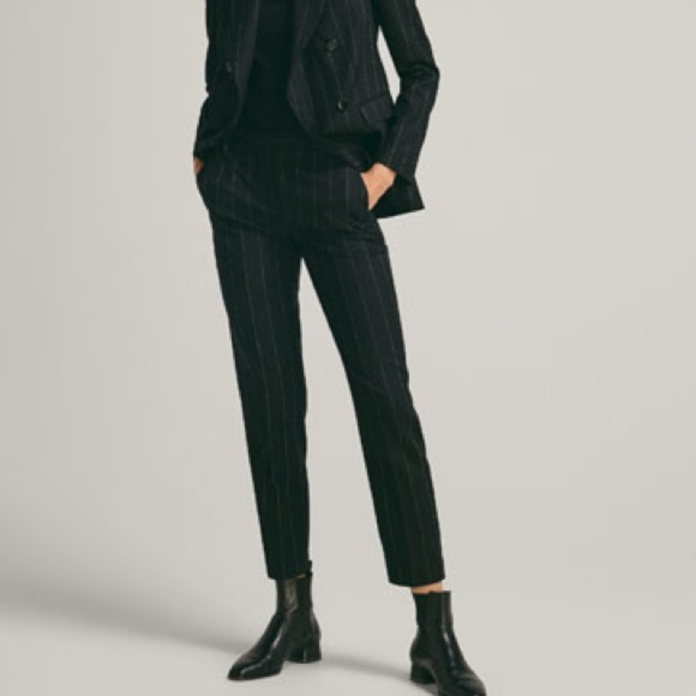 MASSIMO DUTTI Women's Black Pinstripe Suit Pants